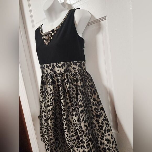 Laura Petites Dress Leopard Print Embellished Empire Waist Women’s Size 12P - Picture 9 of 12